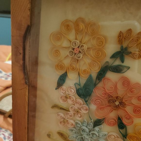 Vintage Handmade Paper Flowers 70s Retro Wall Art - Picture 7 of 14